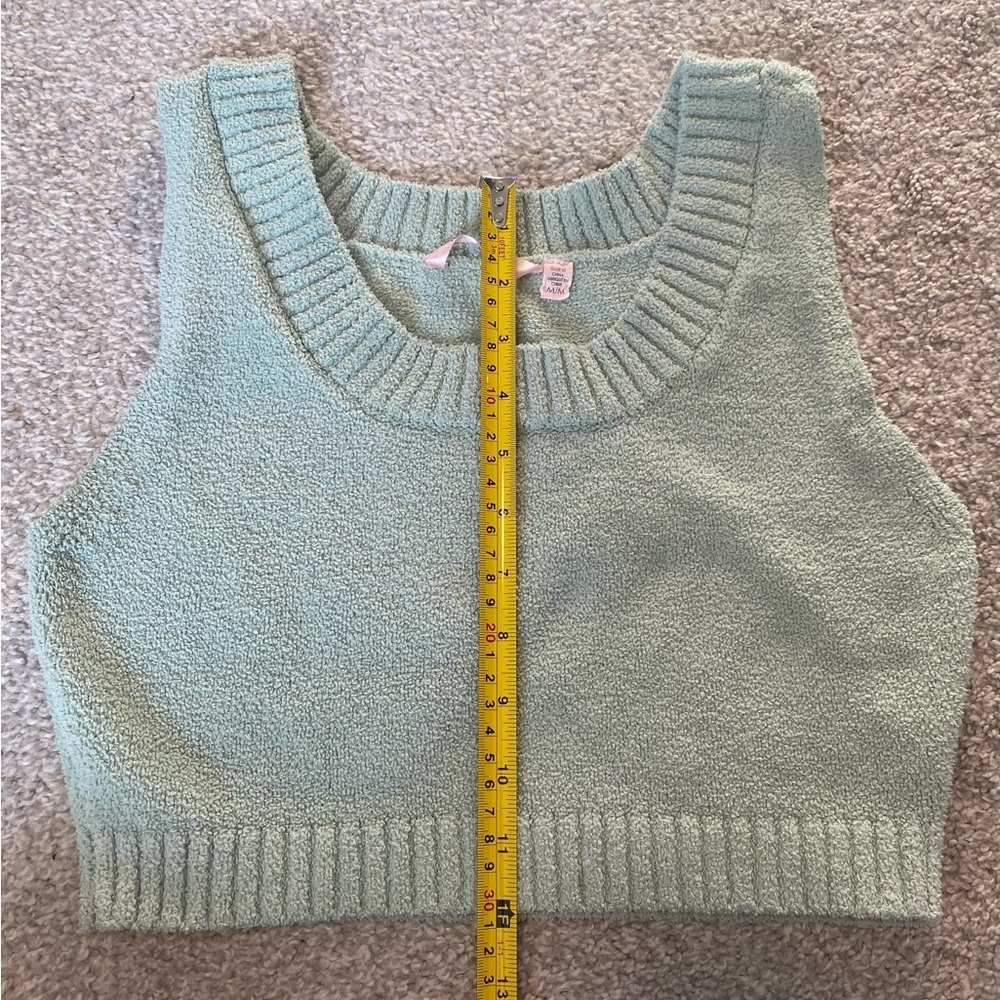 La Vie En Rose Sage Green Terry Crop Tank Medium Soft Lounge Top - Picture 7 of 7